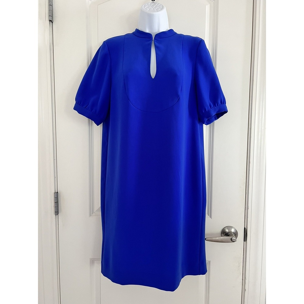 J.Crew Crepe Shift Dress Keyhole Royal Blue Cobalt Preppy Sheath Classic Sz 4